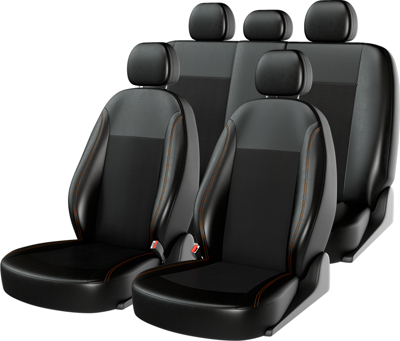 Чехлы универсальные CarFashion Atom Zamsha на сидения авто, цвет Черный/Черный/Красный. Артикул 10018