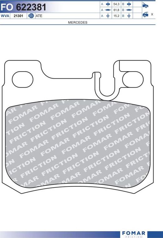 Тормозные колодки Fomar. Артикул FO 622381