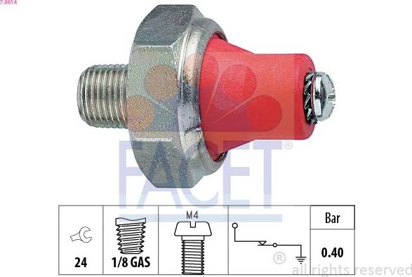 Датчик давления масла Facet Made in Italy - OE Equivalent для Subaru WRX I 2013-2026. Артикул 7.0014
