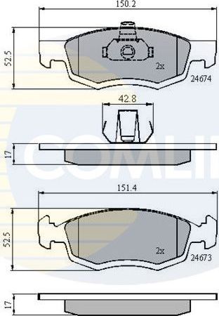 Тормозные колодки Comline передние для Renault Logan II 2007-2026. Артикул CBP01791