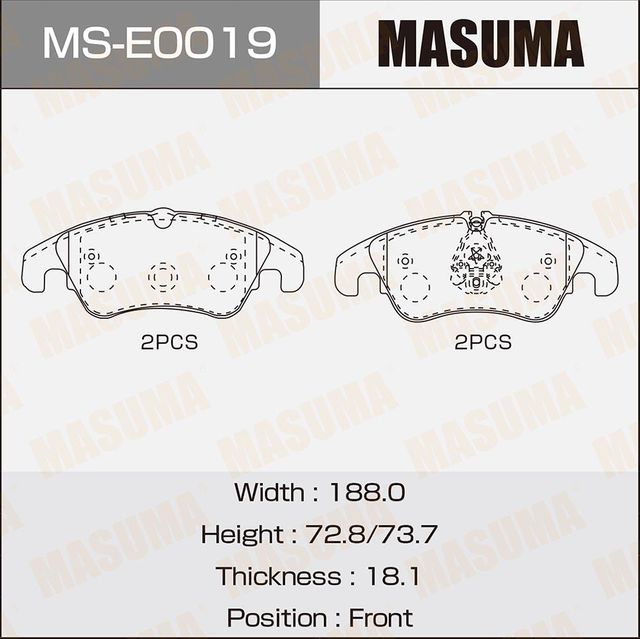 Колодки тормозные дисковые (Masuma). Артикул MS-E0019
