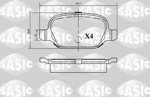 Тормозные колодки Sasic задние для Fiat Linea 2007-2026. Артикул 6216043