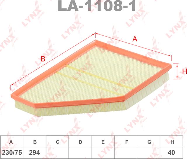 Воздушный фильтр LYNXauto. Артикул LA-1108-1