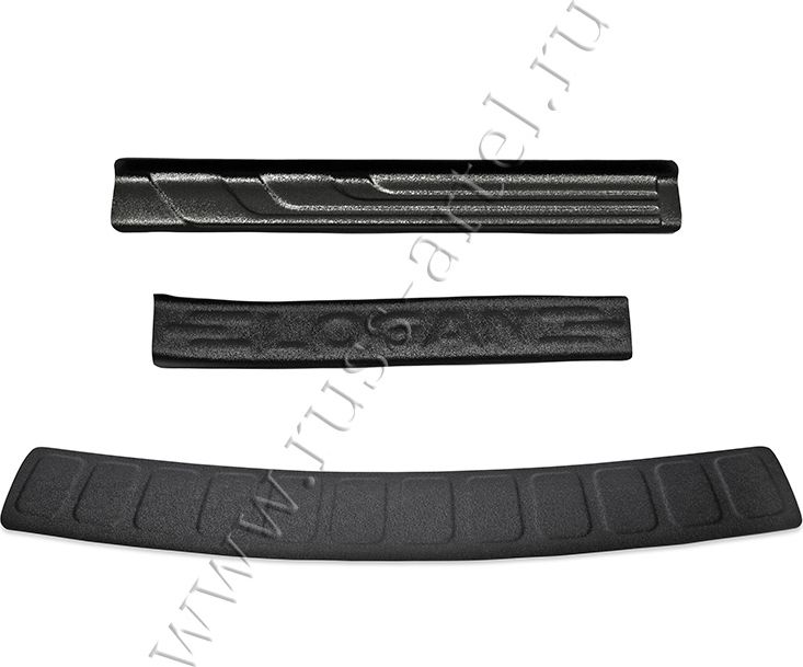 Защитный комплект №3 Русская Артель (накладки на пороги дверей и задний бампер) для Renault Logan I 2009-2012. Артикул ZKK-190702