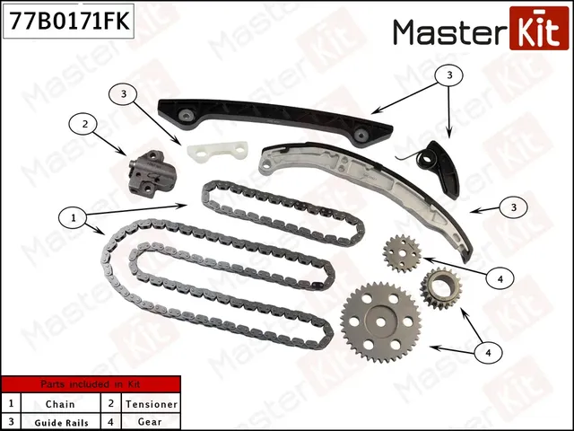 77B0171FK Комплект цепи ГРМ Ford 2.3 SEBA (Master KIT) Master KIT. Артикул 77b0171fk
