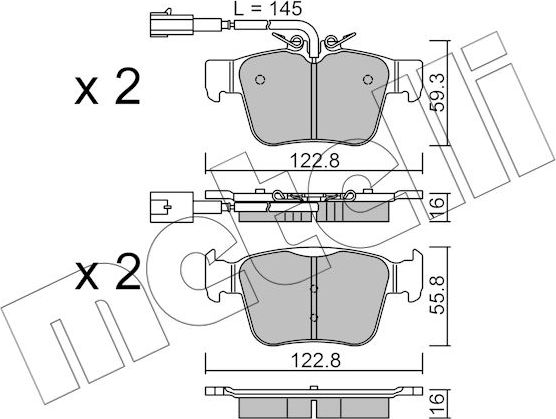 Тормозные колодки Metelli задние для Maserati Levante I 2016-2026. Артикул 22-1101-0