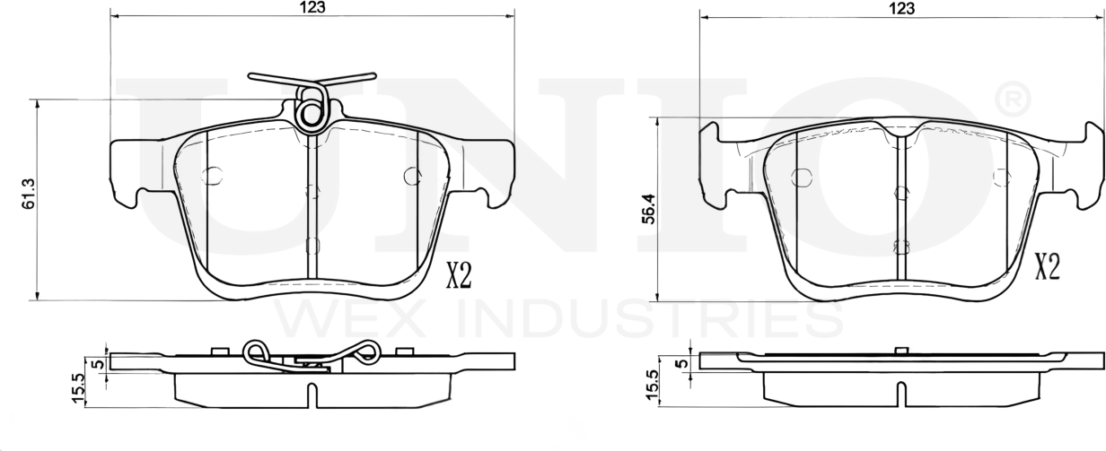 Колодки тормозные дисковые, комплект (Unio). Артикул BRP-20444