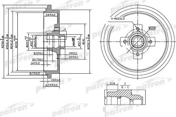 Тормозной барабан Patron задний для Volkswagen Passat B3 1988-1997. Артикул PDR1192