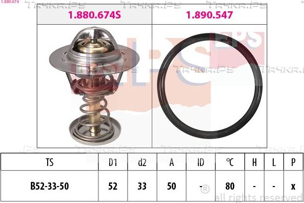 Термостат EPS Made in Italy - OE Equivalent для Daihatsu Sirion II (M3) 2005-2013. Артикул 1.880.674