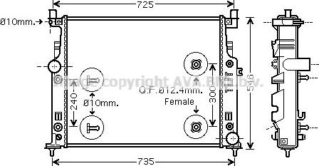 Радиатор охлаждения двигателя AVA для Mercedes-Benz M-Класс II (W164) 2005-2011. Артикул MSA2436