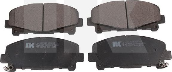 Тормозные колодки NK передние для Acura TLX I 2014-2026. Артикул 222643