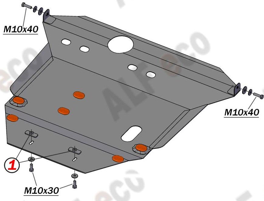 Защита алюминиевая Alfeco для картера и КПП Mazda Premacy I 1999-2004. Артикул ALF.13.18 AL4