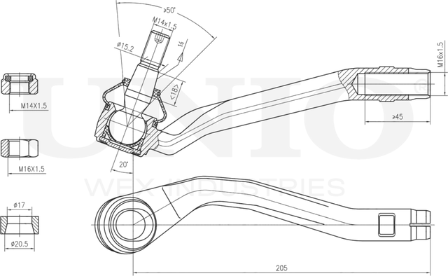 Наконечник рулевой тяги (Unio). Артикул SSP-10075