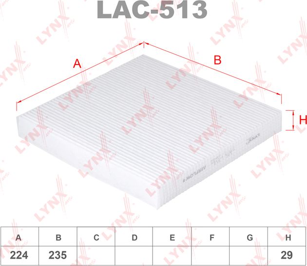 Салонный фильтр LYNXauto. Артикул LAC-513