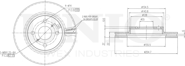 Диск тормозной (Unio). Артикул BRD-20500