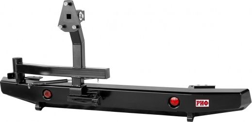 Бампер силовой РИФ задний с фонарями и калиткой, без квадрата под фаркоп, лифт 65 мм для УАЗ Hunter 2003-2026. Артикул RIF469-22250