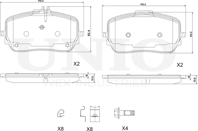 Колодки тормозные дисковые, комплект (Unio). Артикул BRP-20085