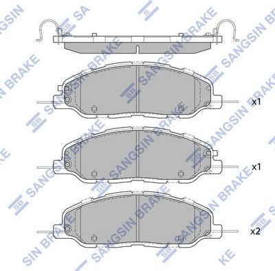 Тормозные колодки Sangsin Hi-Q передние для Ford Mustang VI 2015-2026. Артикул SP4305