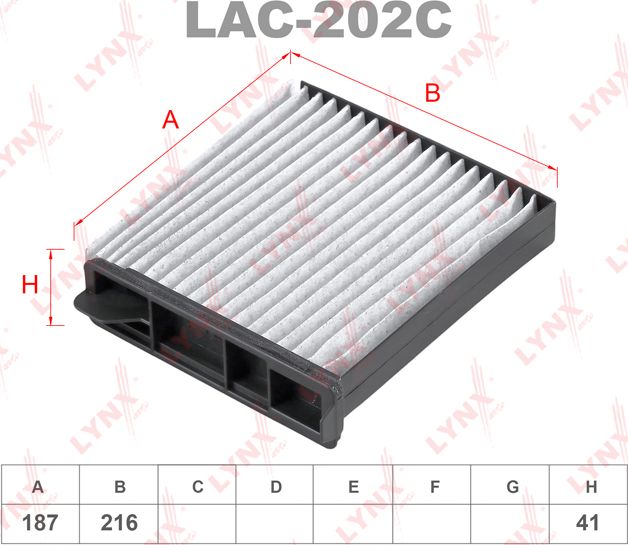 Салонный фильтр LYNXauto. Артикул LAC-202C
