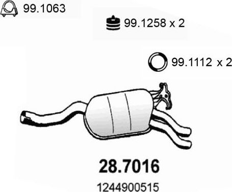 Глушитель (задняя часть) Asso. Артикул 28.7016