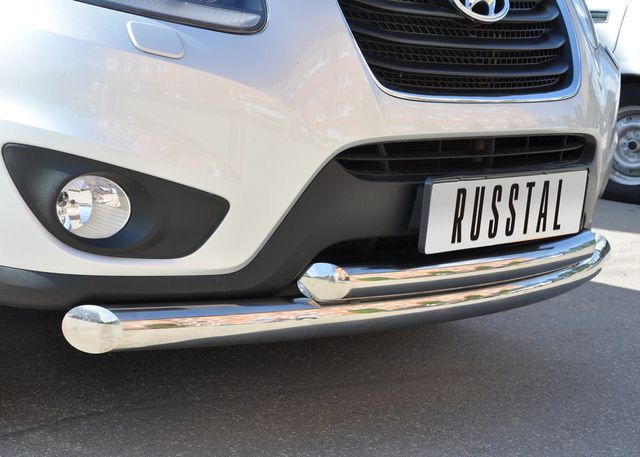 Защита RusStal переднего бампера d76/63 (дуга) для Hyundai Santa Fe II 2010-2012. Артикул HSZ-000761