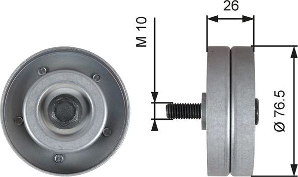 Направляющий (ведущий) ролик приводного поликлинового ремня Gates (Металл). Артикул T36182
