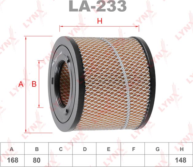 Воздушный фильтр LYNXauto для Isuzu Trooper II 1998-2004. Артикул LA-233