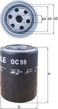 Масляный фильтр Mahle для Nissan Patrol Y60 1986-1998. Артикул OC 59