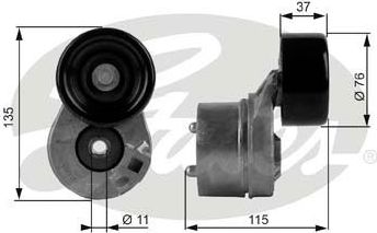 Натяжной ролик (натяжитель) приводного клинового зубчатого ремня Gates DriveAlign®. Артикул T38431