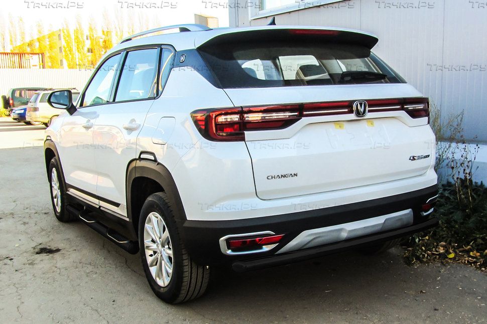 Защита Slitkoff задняя d57 черная для Changan CS35 Plus 2019-2026. Артикул CHANCS35P-006B