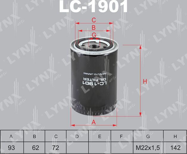Масляный фильтр LYNXauto. Артикул LC-1901