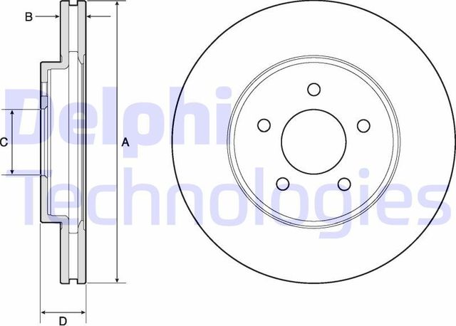 Тормозной диск Delphi передний для Mazda Tribute I 2004-2008. Артикул BG4120