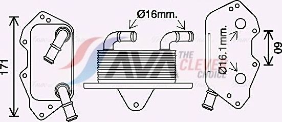 Радиатор масляный (маслоохладитель) для двигателя AVA (алюминий). Артикул AI3404