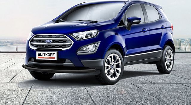 Защита Slitkoff переднего бампера d57 для Ford EcoSport I рестайлинг 2017-2026 Черная. Артикул FES002B