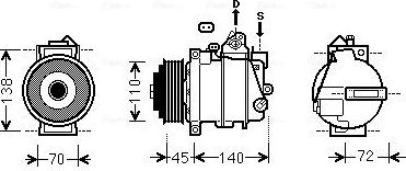 Компрессор кондиционера AVA для Mercedes-Benz E-Класс IV (W212, S212, C207) 2009-2016. Артикул MSAK568