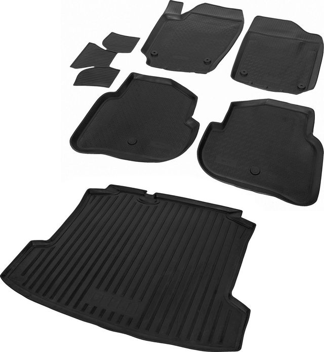 Комплект ковриков Rival для салона и багажника Volkswagen Polo V седан 2010-2020. Артикул K15804003-2