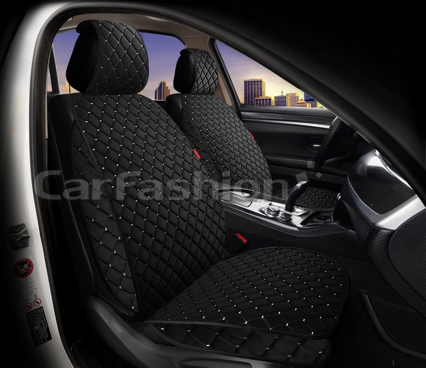 Накидки универсальные CarFashion Sokol Front на передние сидения авто, цвет Черный/Черный/Бежевый. Артикул 26224
