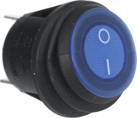 Переключатель РИФ включения/выключения круглый влагозащищенный с синей подсветкой. Артикул RIF22-1-4106200