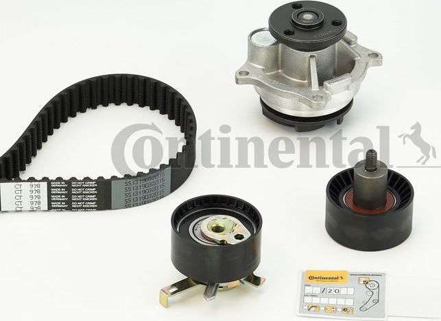 Помпа (водяной насос) с комплектом ремня ГРМ ContiTech. Артикул CT978WP1