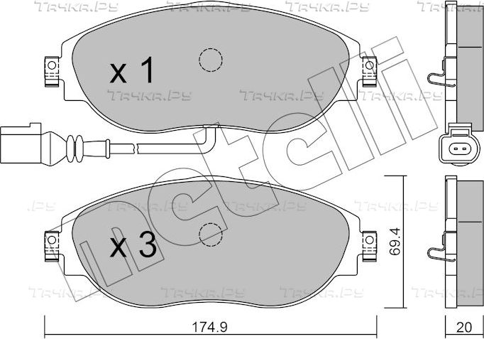 Тормозные колодки Metelli передние для SEAT Leon III 2013-2026. Артикул 22-0952-0