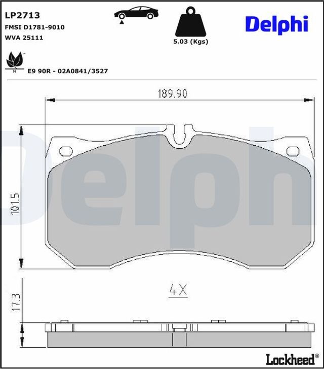 Тормозные колодки Delphi (Low-Metallic). Артикул LP2713