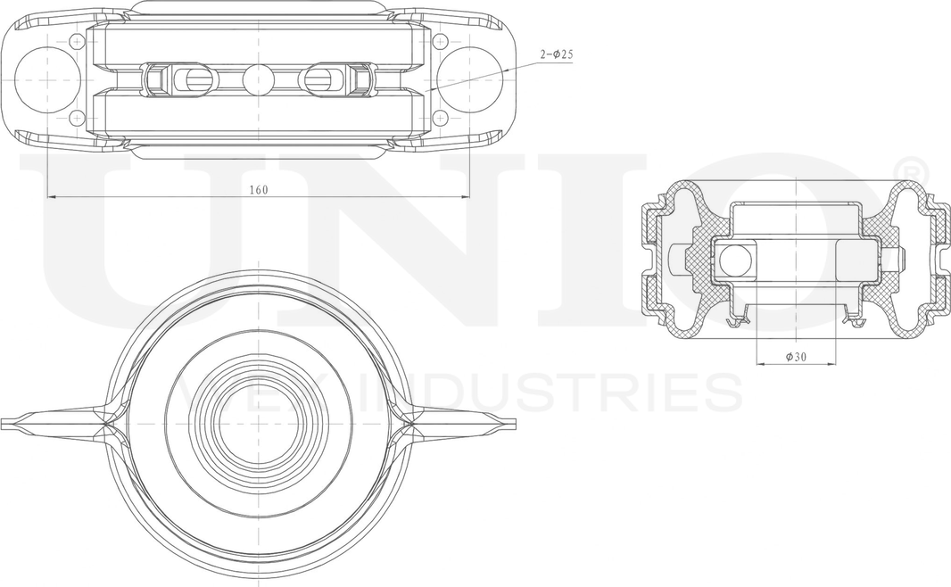 Подшипник подвесной карданного вала (Unio). Артикул RMP-15180