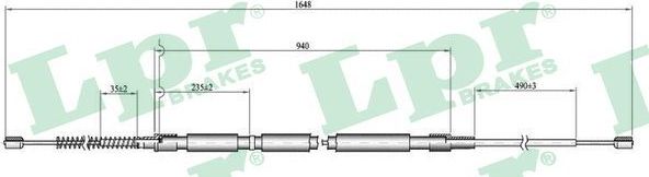 Трос ручника (тросик ручного тормоза) LPR. Артикул C0811B
