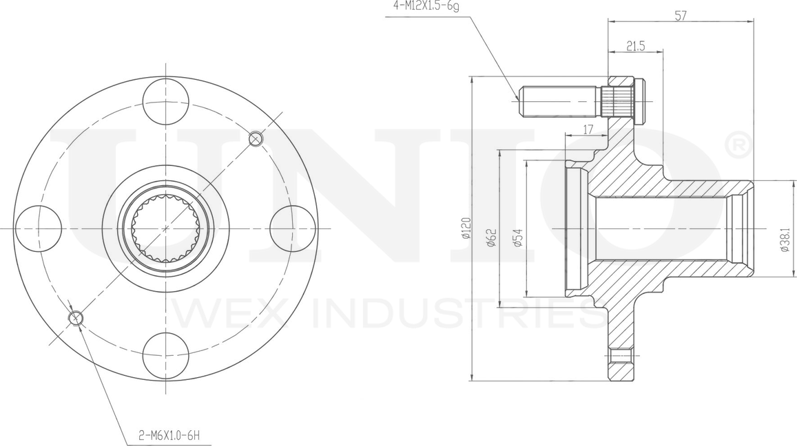 Ступица колеса (Unio). Артикул HUB-20032