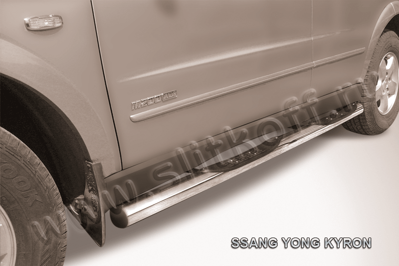 Пороги Slitkoff d76 с проступями Ssangyong Kyron 2005-2015. Артикул SYK011
