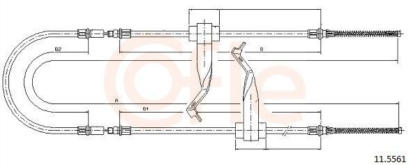 Трос ручника (тросик ручного тормоза) Cofle задний для Ford Transit IV 1985-1992. Артикул 11.5561