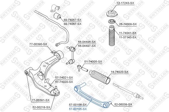 Поперечный рычаг передней подвески Stellox. Артикул 57-00155-SX