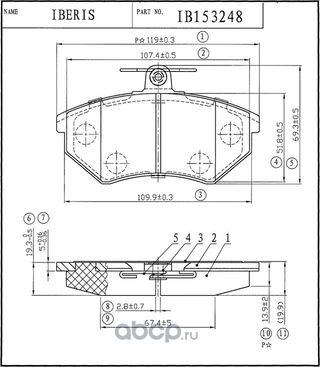 КОЛОДКИ ТОРМ.ПЕРЕД., К-Т VAG AUDI 80, 90 ,100 (Iberis). Артикул IB153248