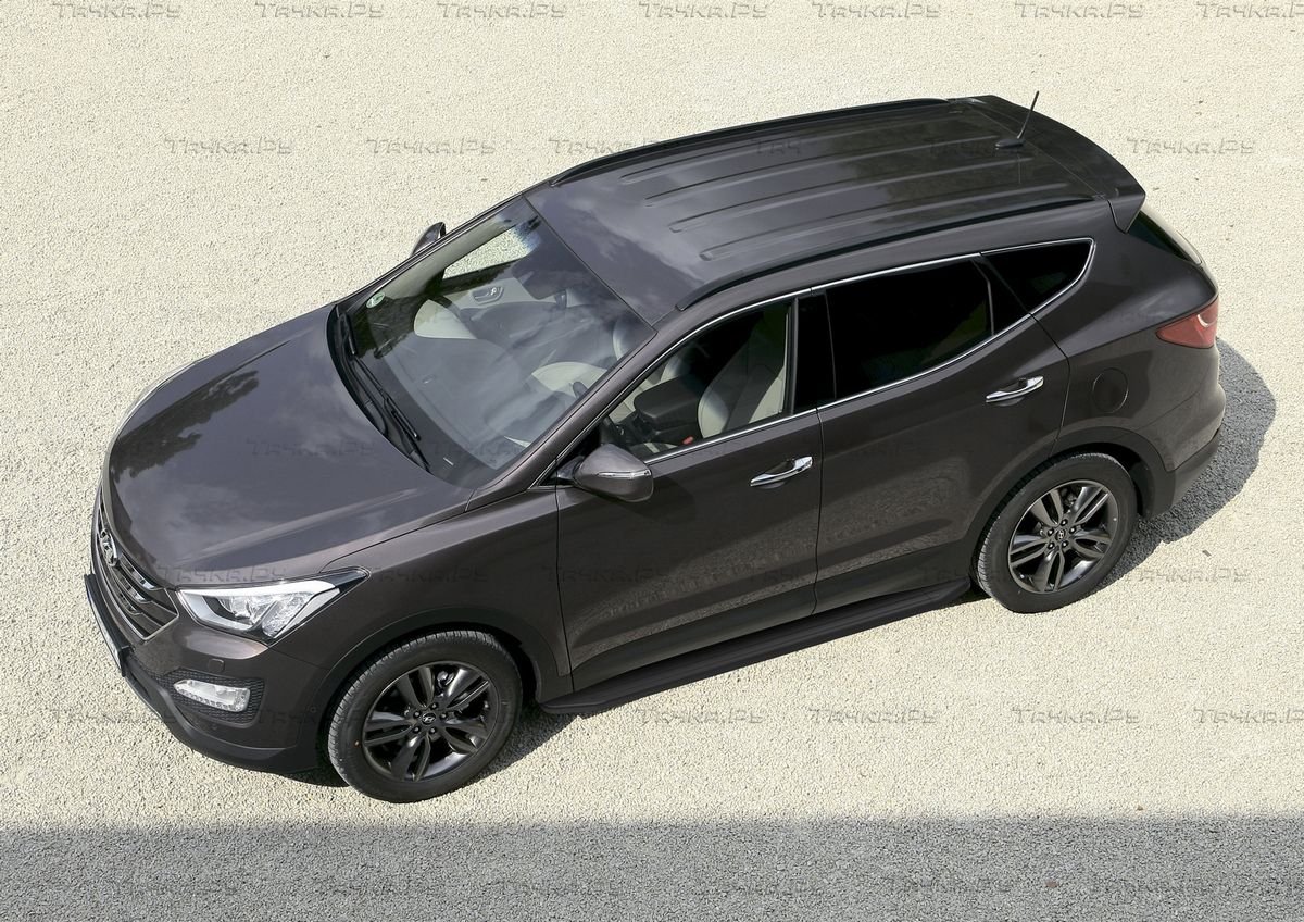 Пороги алюминиевые Rival Premium-Black для Hyundai Santa Fe II 2006-2009. Артикул A173ALB.2302.1