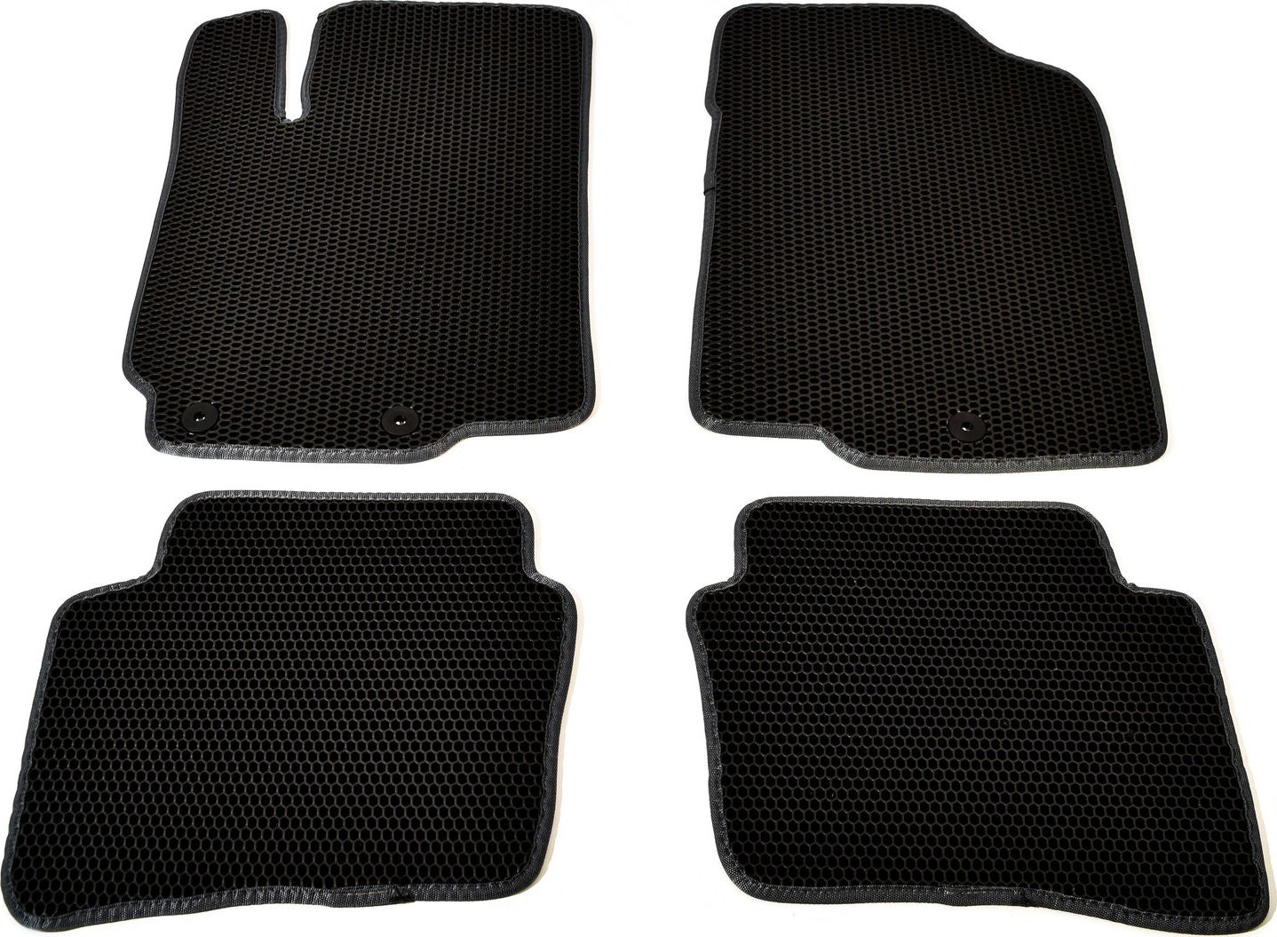 Коврики ТриАВС EVA для салона Hyundai Solaris I до рестайлинга 2010-2014 Черные, серый кант. Артикул TAS2D-1267.01.04